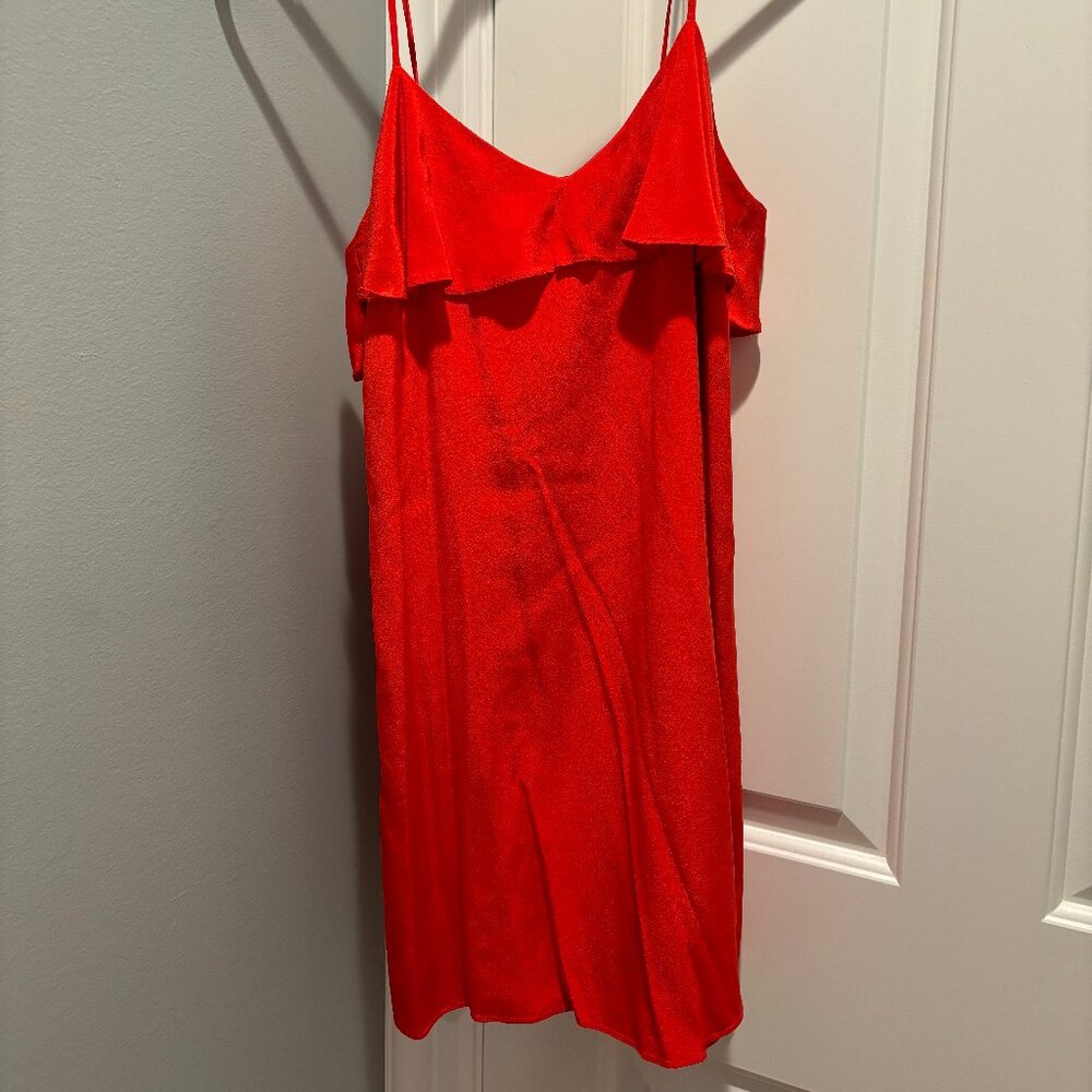 Tibi red spaghetti strap dress; size 0